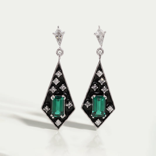 Black Enamel Flush Set Drop Earrings Earring