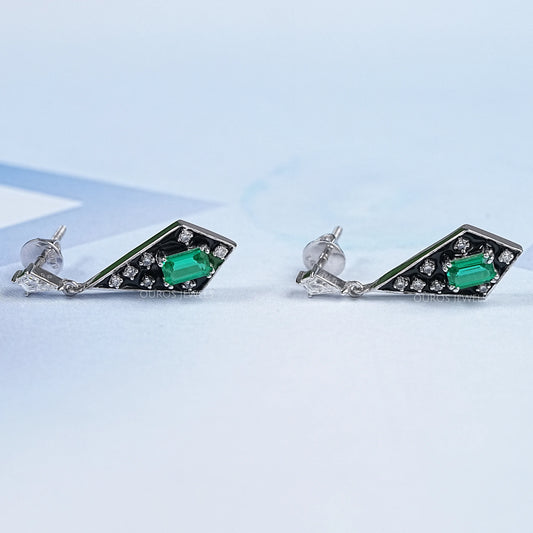 Black Enamel Flush Set Drop Earrings Earring