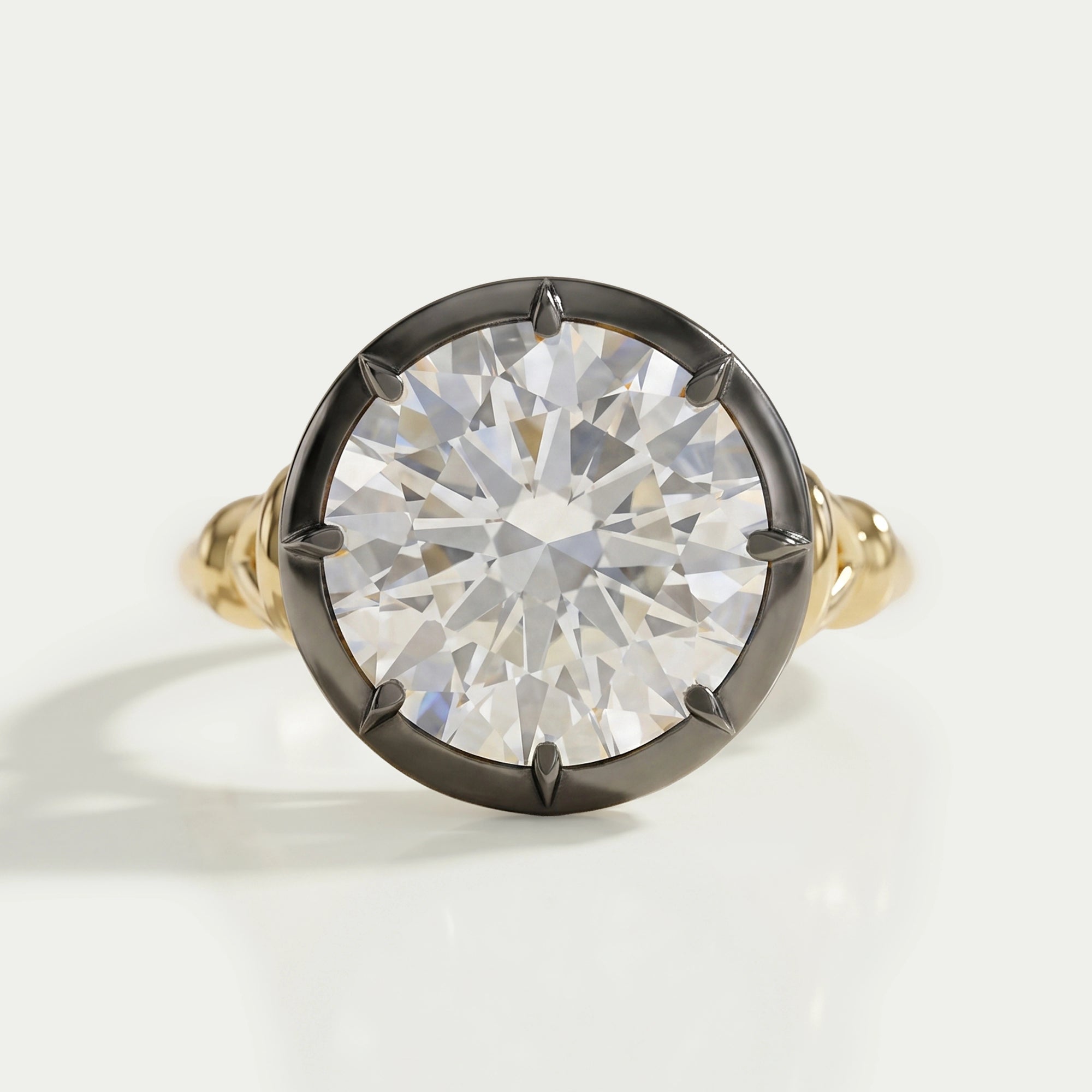 Round Diamond Black Enamel Solitaire Ring Ring