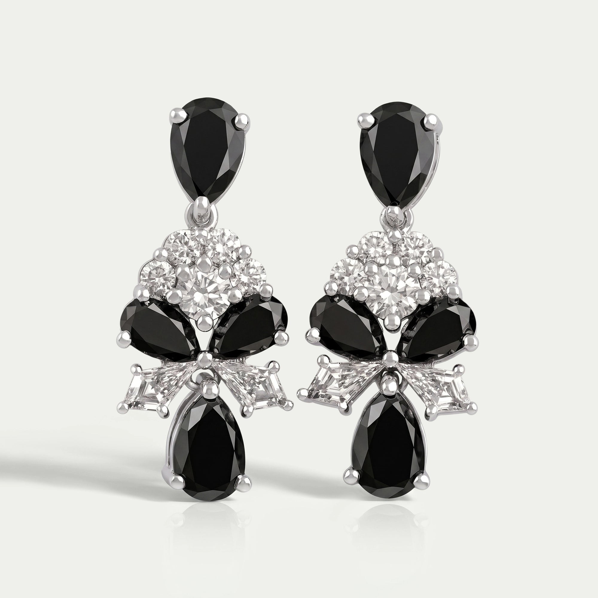 Black Pear Cut Lab Diamond Cluster Drop Dangle Earring Earrings