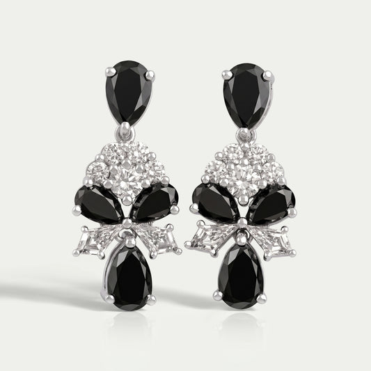 Black Pear Cut Lab Diamond Cluster Drop Dangle Earring Earrings
