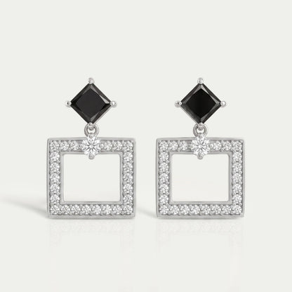 Black Princess Cut Lab Diamond Drop Earrings