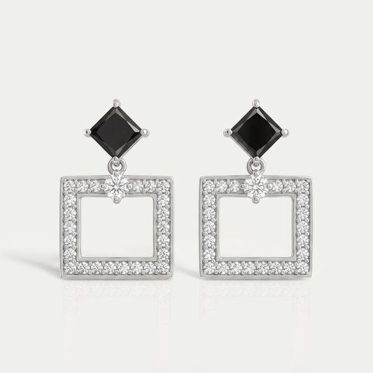 Black Princess Cut Lab Diamond Drop Earrings