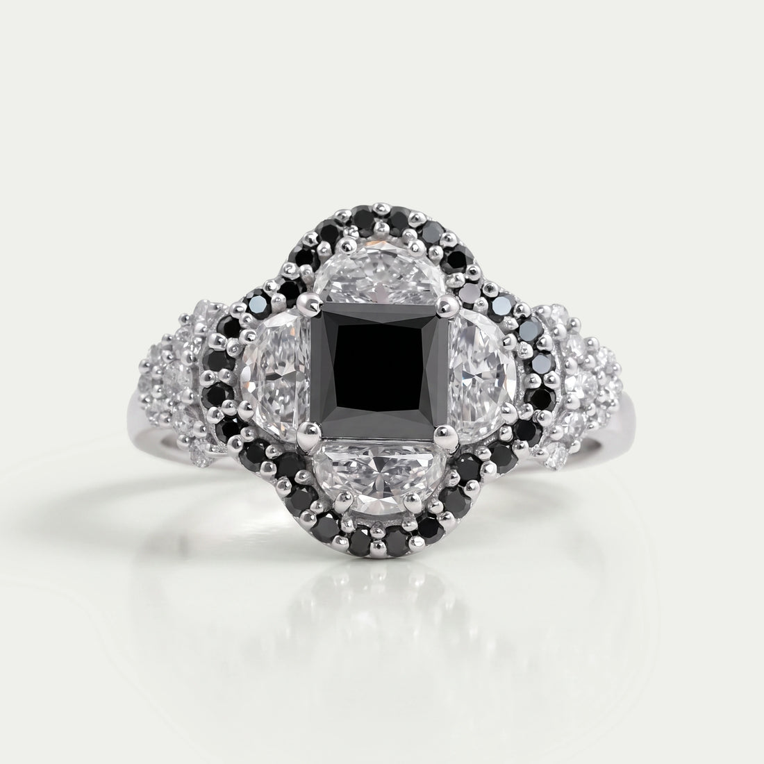 Halo Moon Halo Black Diamond Engagement Ring Rings