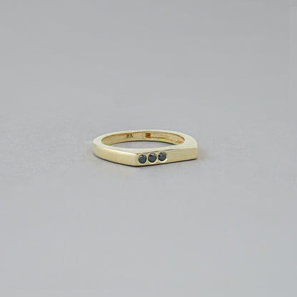 Black Round Diamond Flush Set Signet Ring Ring