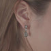 [A Women wearing Old Mine Cut Pear and Round Diamond Earrings for Women]-[Ouros jewels]