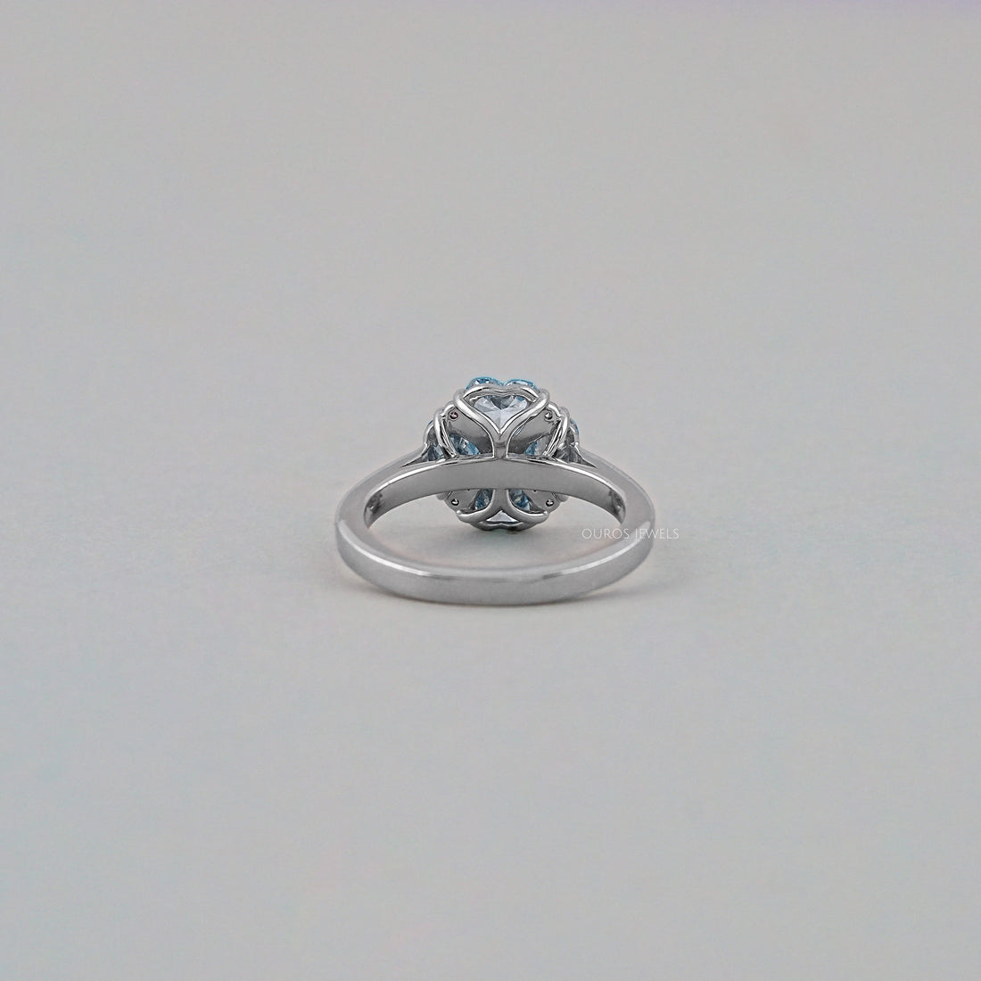 Blue Heart Cut Lab Diamond Flower Ring Ring