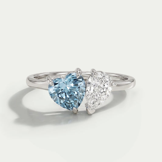 Heart & Pear Diamond Toi Et Moi Wedding Ring