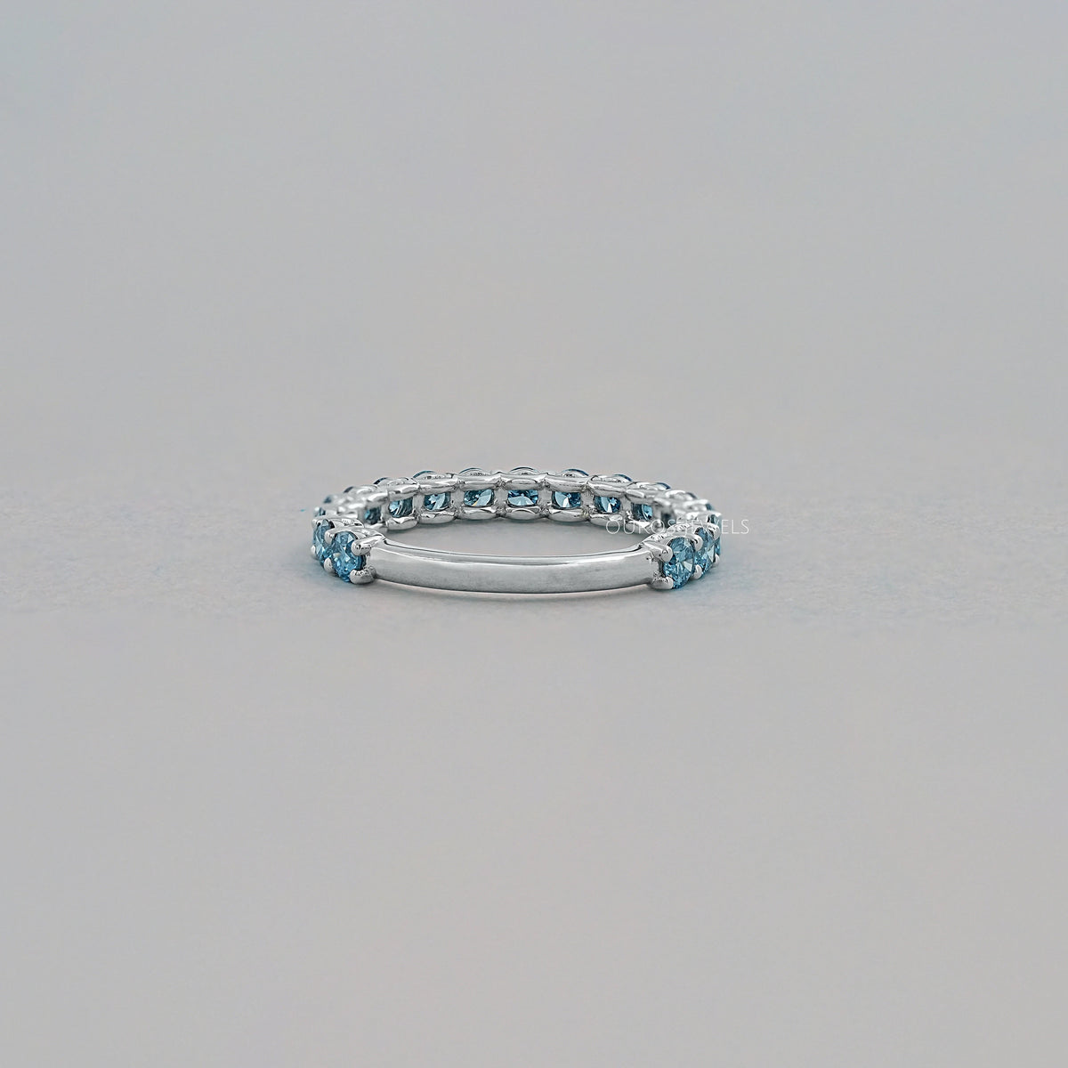 Pink And Blue Round Lab Diamond Eternity Band Ring