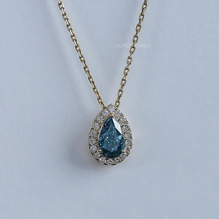 Blue Pear Lab Diamond Halo Pendant