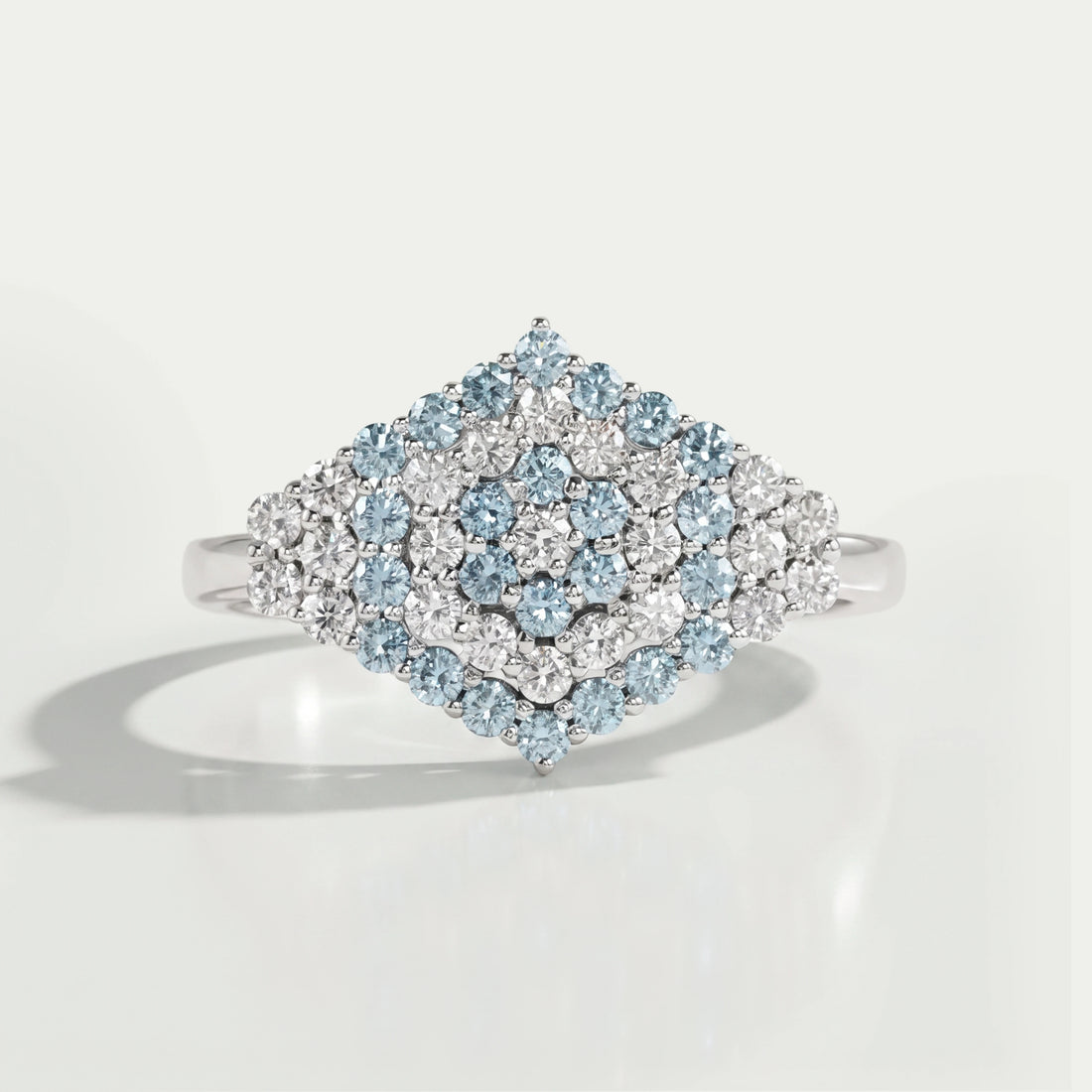 Fancy Blue Round Cut Cluster Lab Diamond Engagement Ring Rings