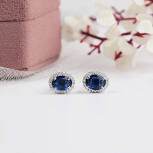 oval cut stud halo  earrings