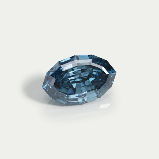 1.03 Carat Step Cut Blue Oval Lab Grown Diamond Loose