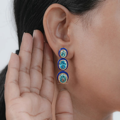Blue Topaz Oval Gemstone Dangle Earrings Earrings