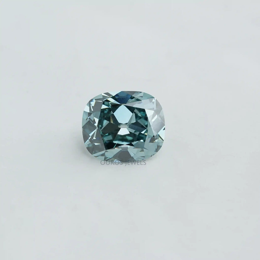 bluish green cushion cut loose diamond