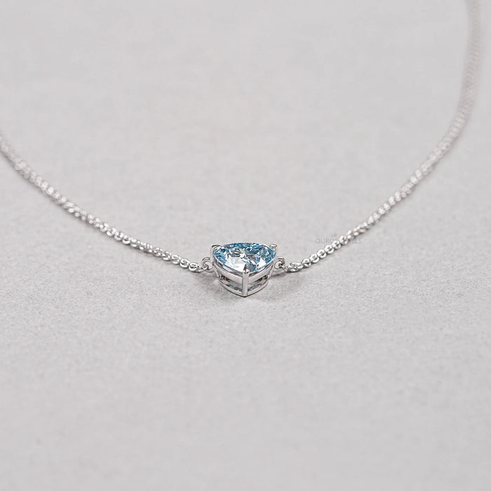 Blue Heart Cut Lab Grown Diamond Solitaire Pendant