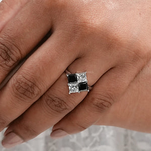 Princess Cut Black Diamond Anniversary Rings