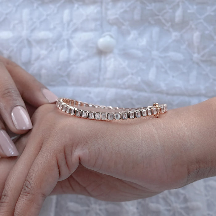 Emerald Cut Bezel Set Tennis Bracelet