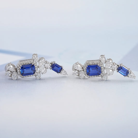 Blue Sapphire Gemstone Drop Earrings Earring