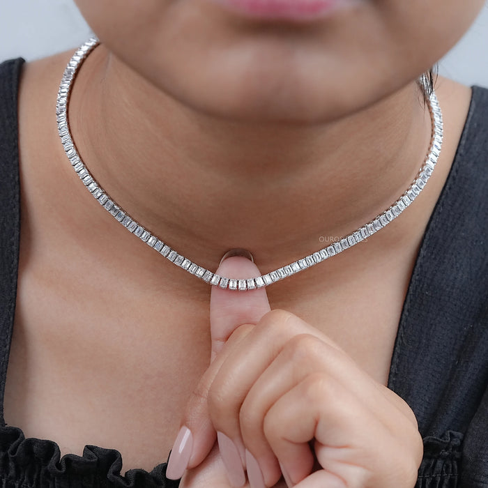 Emerald Lab Grown Diamond Tennis Necklace