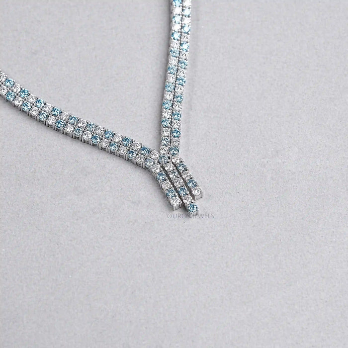 Round Cut Diamond Crystal Bridal Necklace