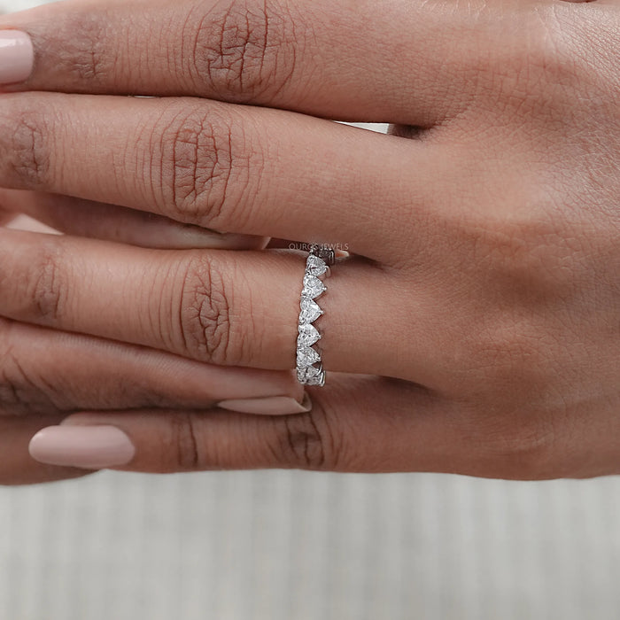Heart Cut Lab Grown Diamond Wedding Band