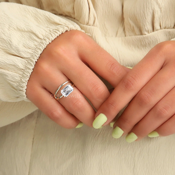 Bague solitaire avec diamant de laboratoire à coupe serrée