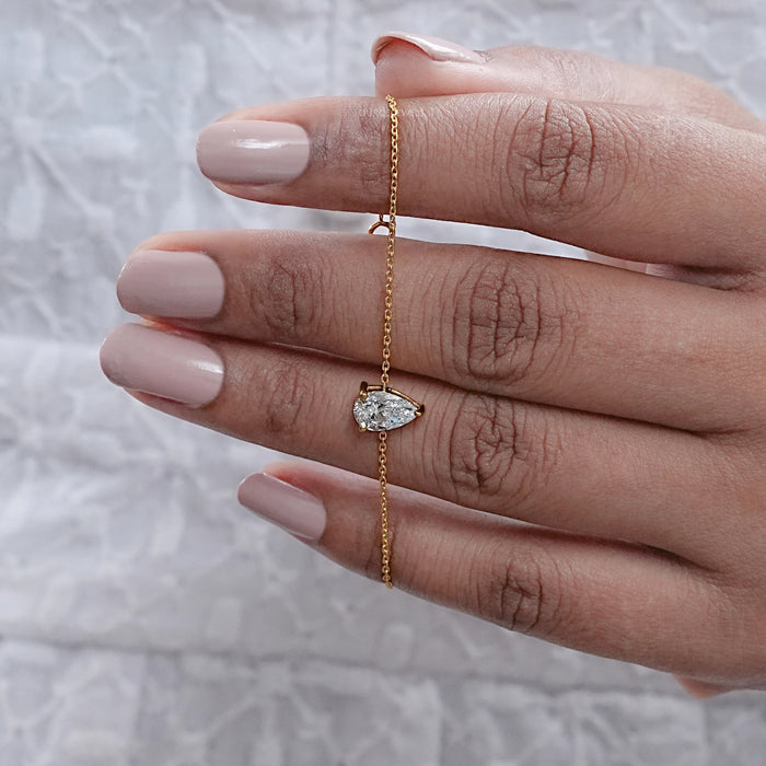 Pear Cut Lab Grown Diamond Solitaire Bracelet