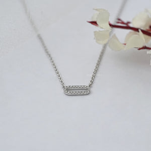 Open Rectangle Round Lab Diamond Link Pendant