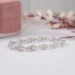 Yellow  Cushion  Cut  Halo link Bracelet