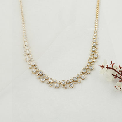 Bubble Set Bezel Cluster Lab Diamond Necklace