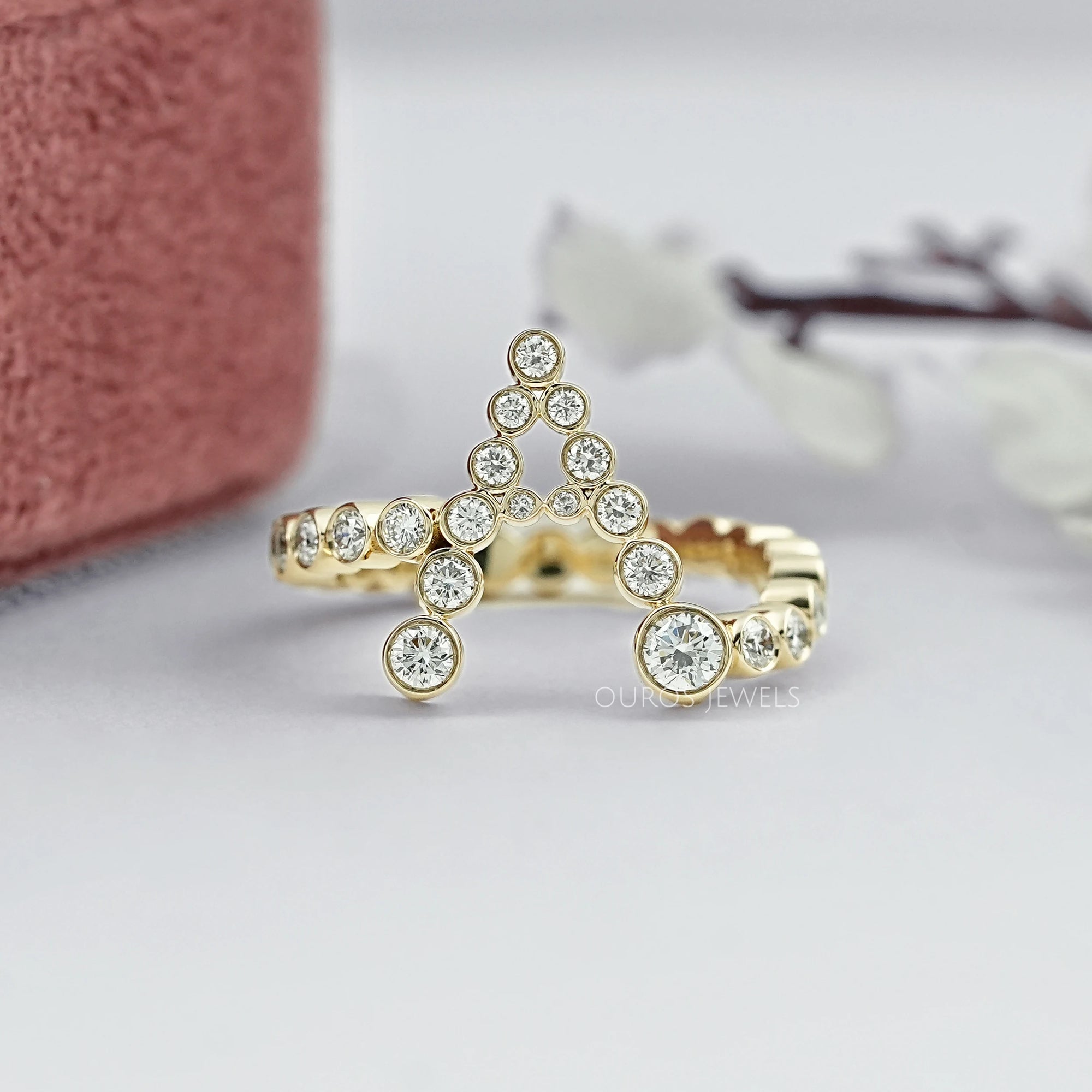 Bubble Round Lab Diamond Initial Ring Ring