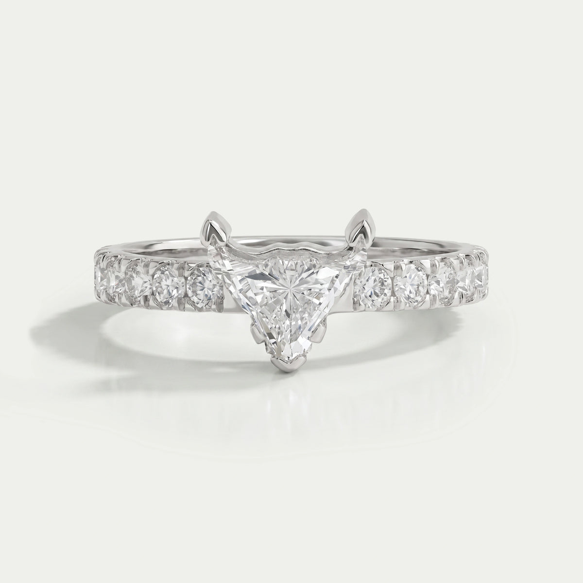 Bull Cut Lab Grown Solitaire Accent Diamond Engagement Ring