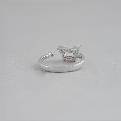 Fancy Vivid Pink Butterfly Cut Diamond Open Cuff Ring Ring