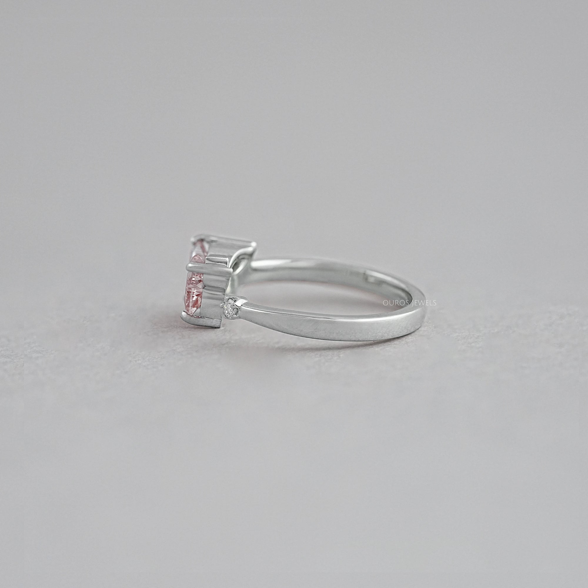 Fancy Vivid Pink Butterfly Cut Diamond Open Cuff Ring Ring