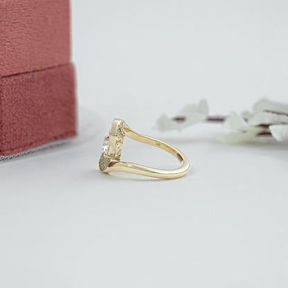 Old Mine Cushion Cut Diamond Accent Bypass Ring