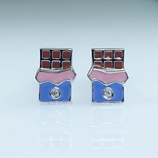 Chocolate Shape Enamel Earrings For Kids