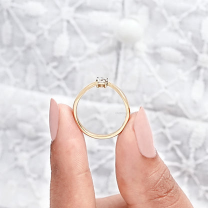 Round Cut Lab Grown Diamond Curved Solitaire Ring Rings