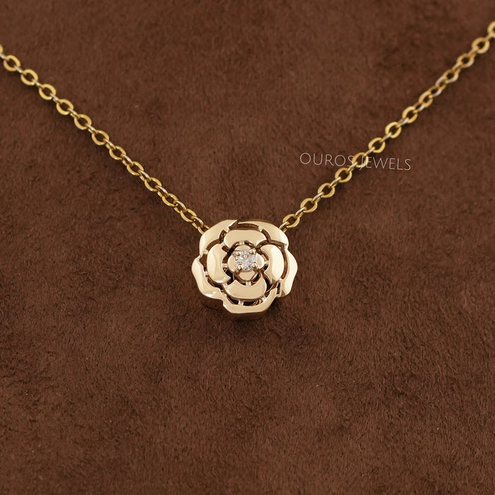 Chanel Camellia Flower Round Diamond Necklace