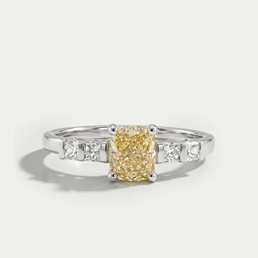 Canary Cushion Cut Lab Diamond Engagement Ring Ring