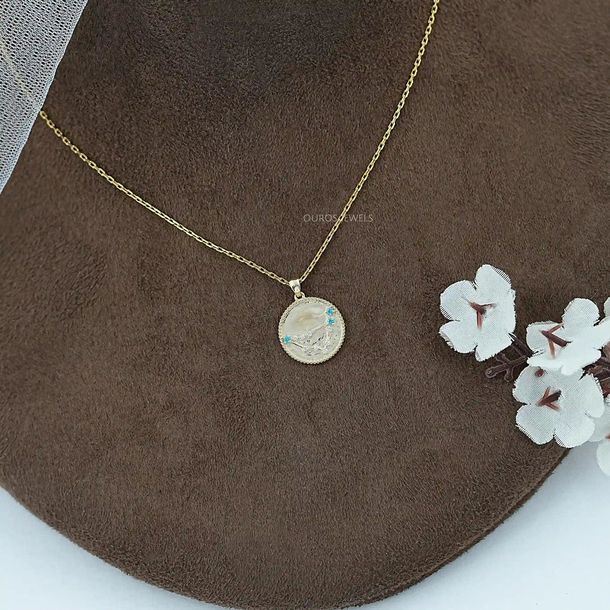 Capricorn Zodiac Sky Blue Gemstone Pendant