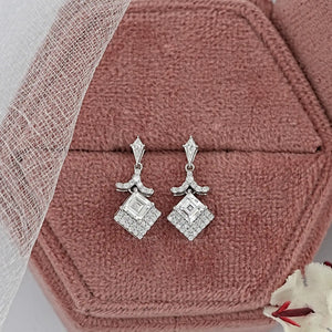 Carre Cut  Lab Diamond  Dangle  Earring