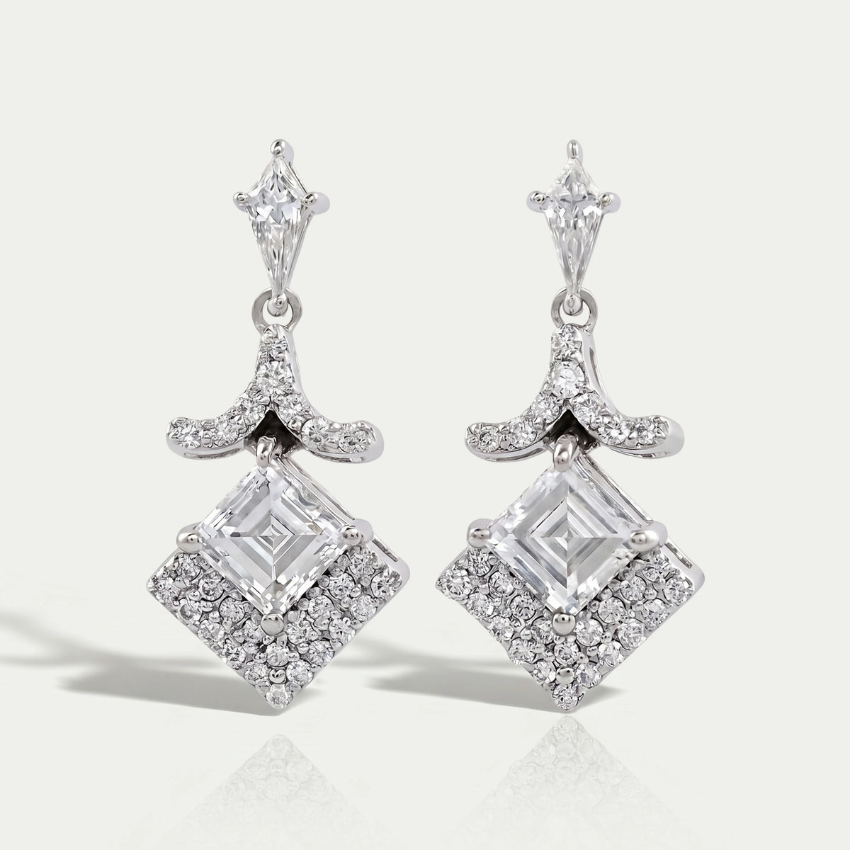 Carre Cut Lab Diamond Dangle Earrings Earring