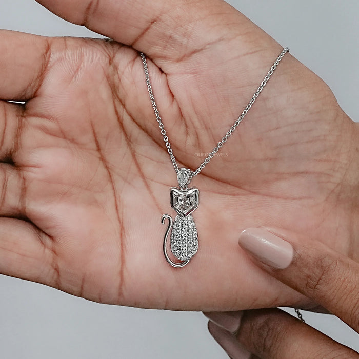 Pendentif en diamant de laboratoire taille chat
