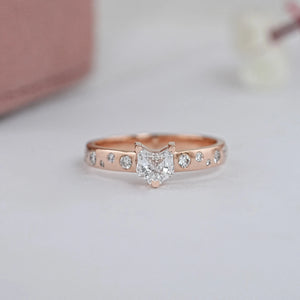 Cat Cut Lab Diamond Engagement Ring