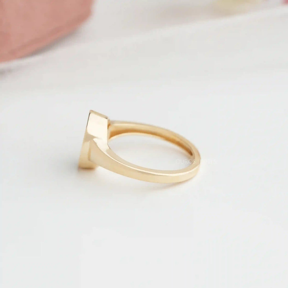 Cat Face Lab Diamond Bezel Set Solitaire Ring