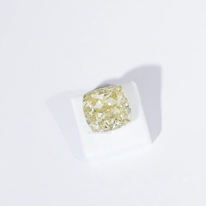 Modified Cushion Cut Loose Yellow Diamond on White Cloth 