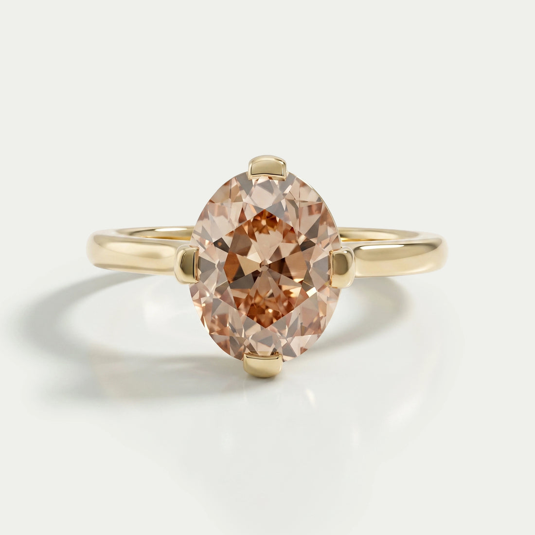 Champagne Old Mine Oval Cut Solitaire Ring Ring