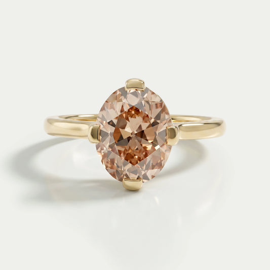 Champagne Old Mine Oval Cut Solitaire Ring Ring