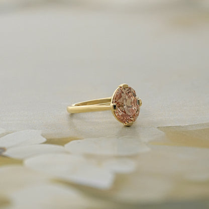 Champagne Old Mine Oval Cut Solitaire Ring Ring